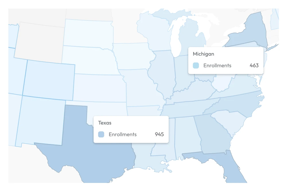 Illustration of performance report map of the United States